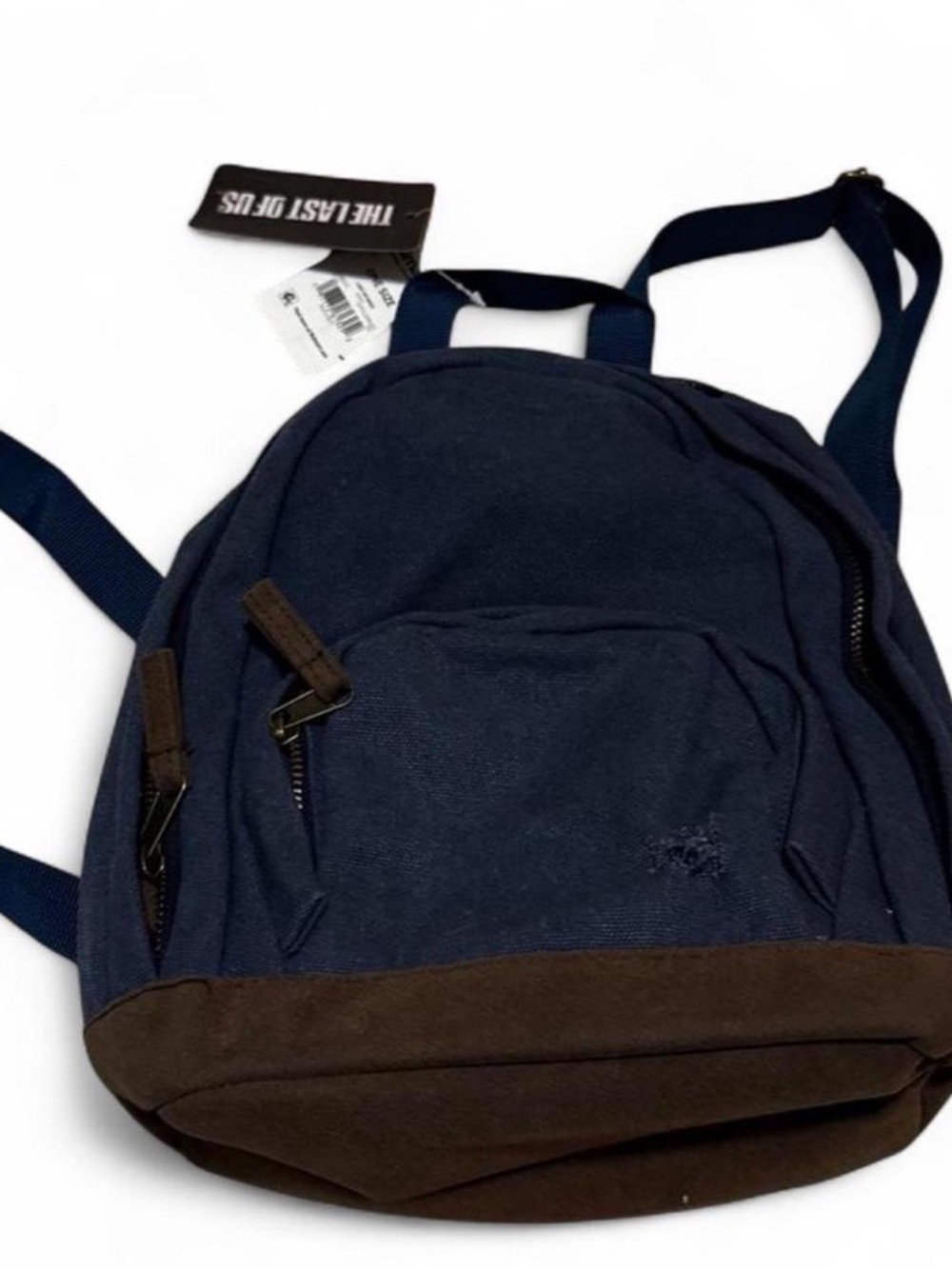 Kids Mini Navy Blue Backpack with Brown Suede Base